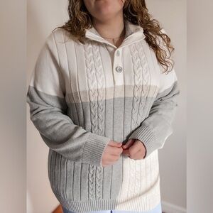 Nautica Color Block Fisherman Knit Sweater